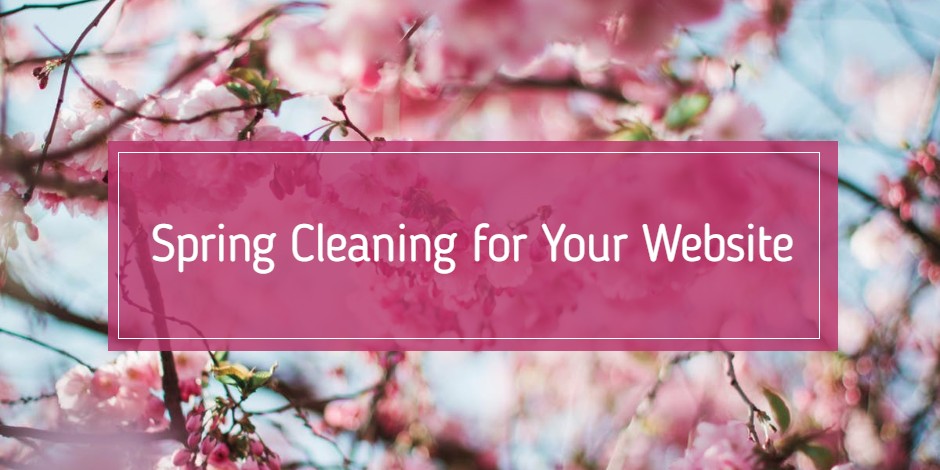 Website Spring Cleaning with pink flowers