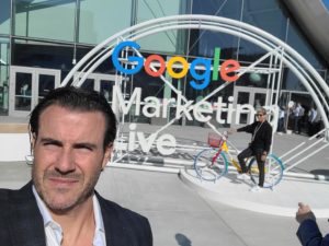Joe Laratro in front of Google Marketing Live sign