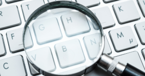 A magnifying glass over a keyword