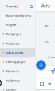 An ads and assets tab