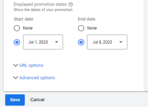 Displayed promotion dates.