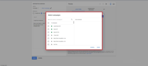Select campaign screen