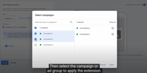 Select campaigns screen 