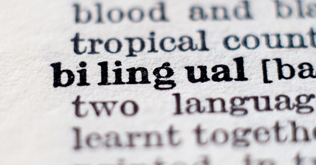 the word bilingual in the dictionary