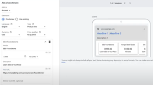 Product or service tab