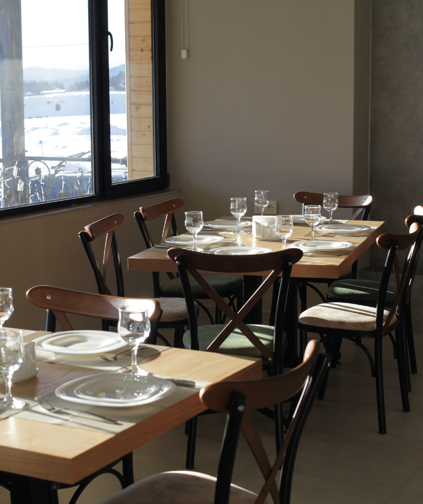 A table set for a meal with no food on it.