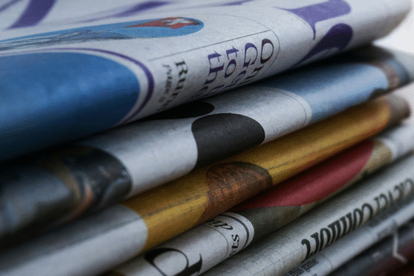 A stack of newspapers