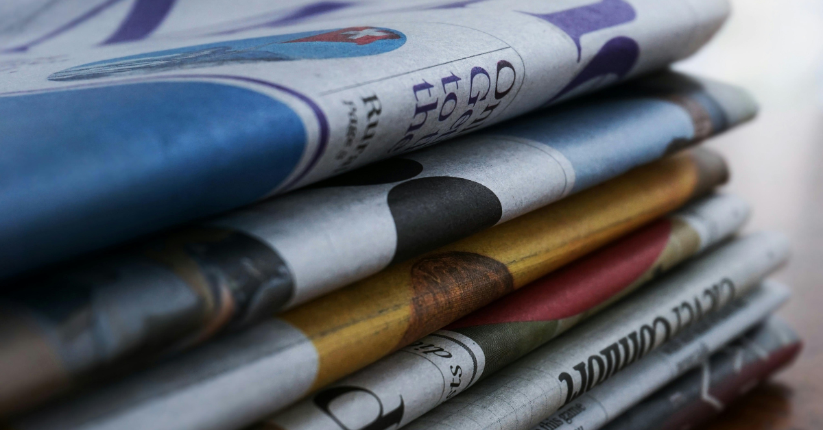 A stack of newspapers